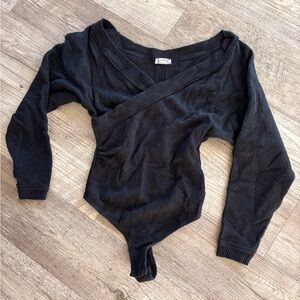 Free People Lovin’ This Feeling Black Bodysuit